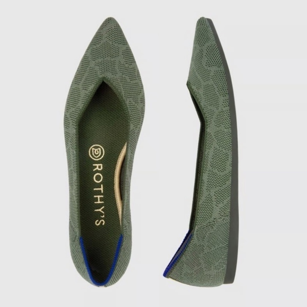 Rothy's Safari Green Pointed Flats Size 6